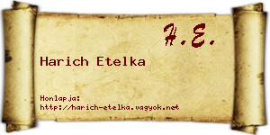 Harich Etelka névjegykártya